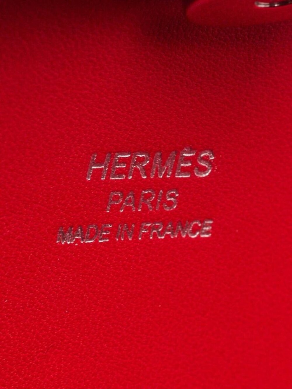 Hermes Rouge De Cœur Chevre Chamkila Leather Palladium Plated Clou Medor Mina - Picture 8 of 12